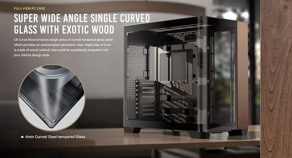 Antec C8 Curve Wood E-ATX Tek Kavisli Cam Ahşap Ön Panel Full Tower Gaming (Oyuncu) Kasa