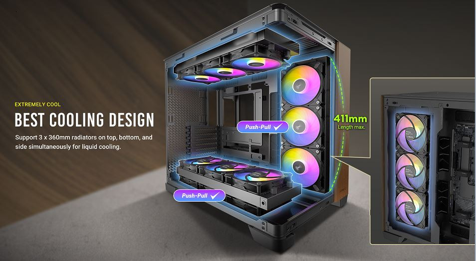 Antec C8 Curve Wood E-ATX Tek Kavisli Cam Ahşap Ön Panel Full Tower Gaming (Oyuncu) Kasa