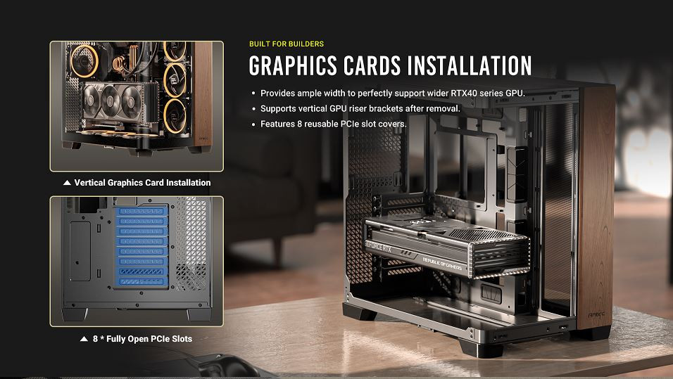 Antec C8 Curve Wood E-ATX Tek Kavisli Cam Ahşap Ön Panel Full Tower Gaming (Oyuncu) Kasa