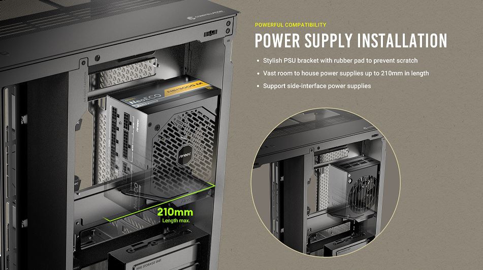 Antec C8 Curve Wood E-ATX Tek Kavisli Cam Ahşap Ön Panel Full Tower Gaming (Oyuncu) Kasa