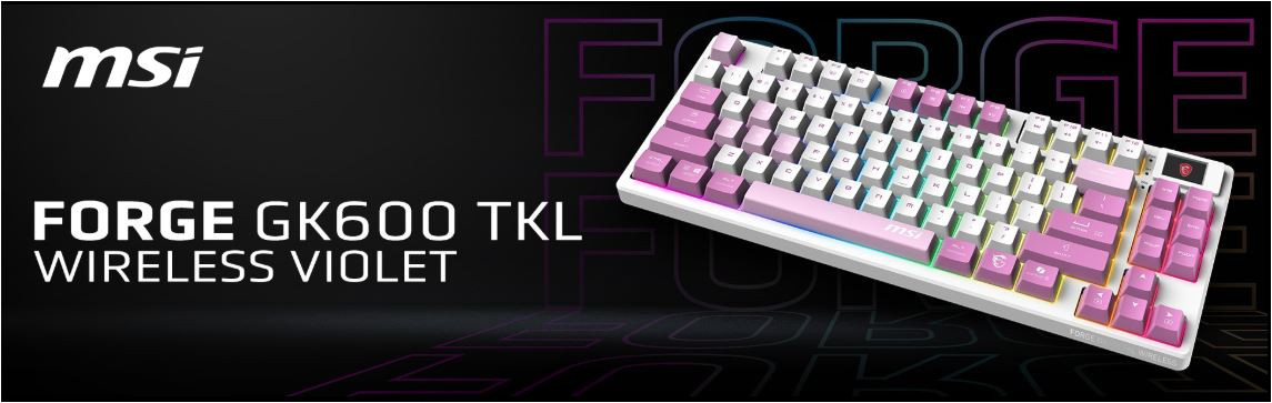MSI FORGE GK600 TKL WIRELESS SKY TR RGB Mekanik Gaming  Klavye
