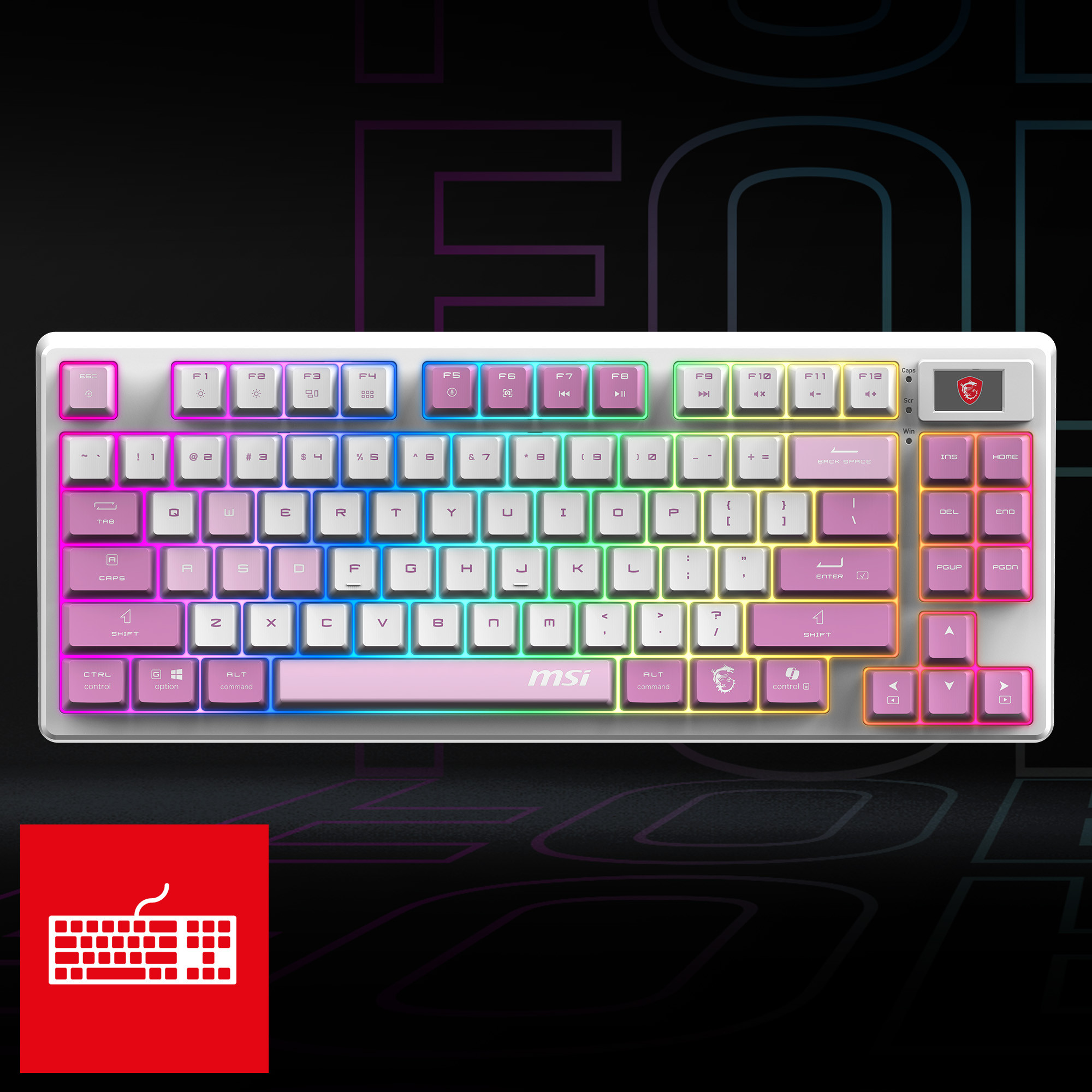 MSI FORGE GK600 TKL WIRELESS SKY TR RGB Mekanik Gaming  Klavye