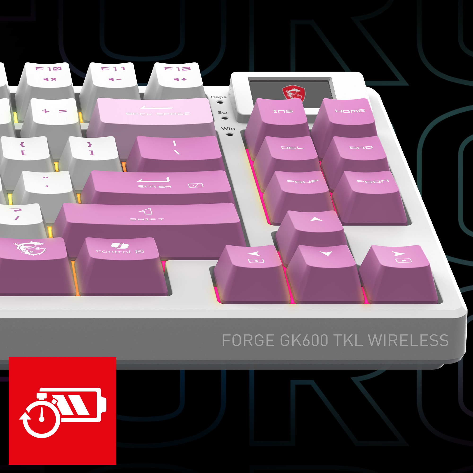 MSI FORGE GK600 TKL WIRELESS SKY TR RGB Mekanik Gaming  Klavye