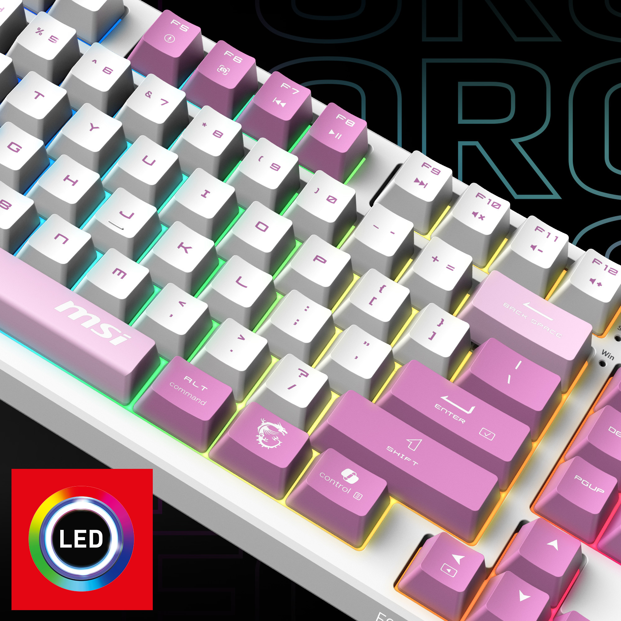 MSI FORGE GK600 TKL WIRELESS SKY TR RGB Mekanik Gaming  Klavye