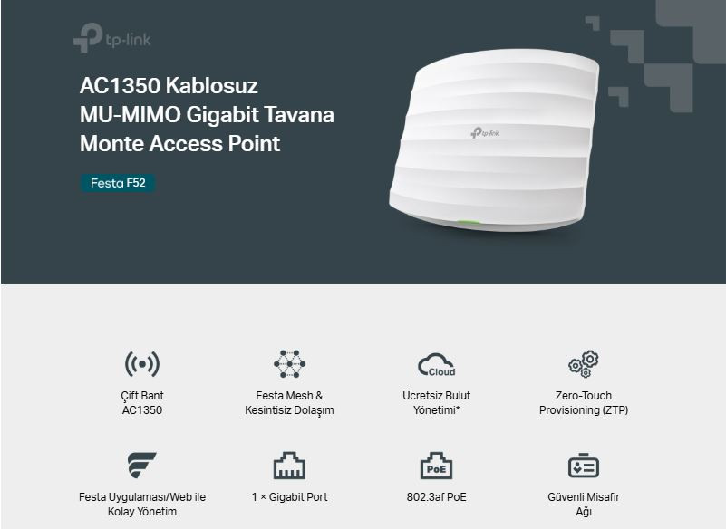 TP-Link Festa F52 1350 Mbps Tavan Tipi Access Point