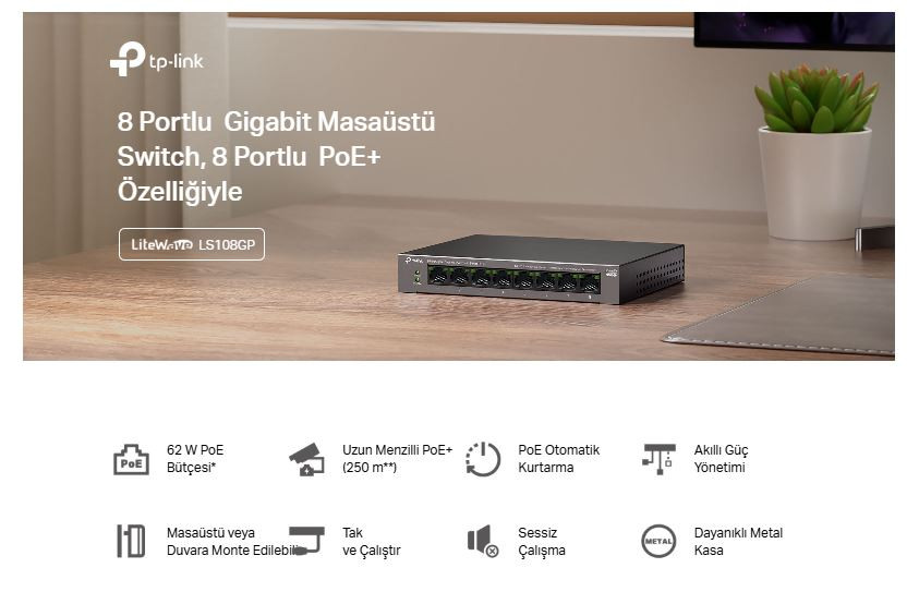 TP-Link LS108GP 8 Port 10/100/1000 Mbps Gigabit PoE Switch