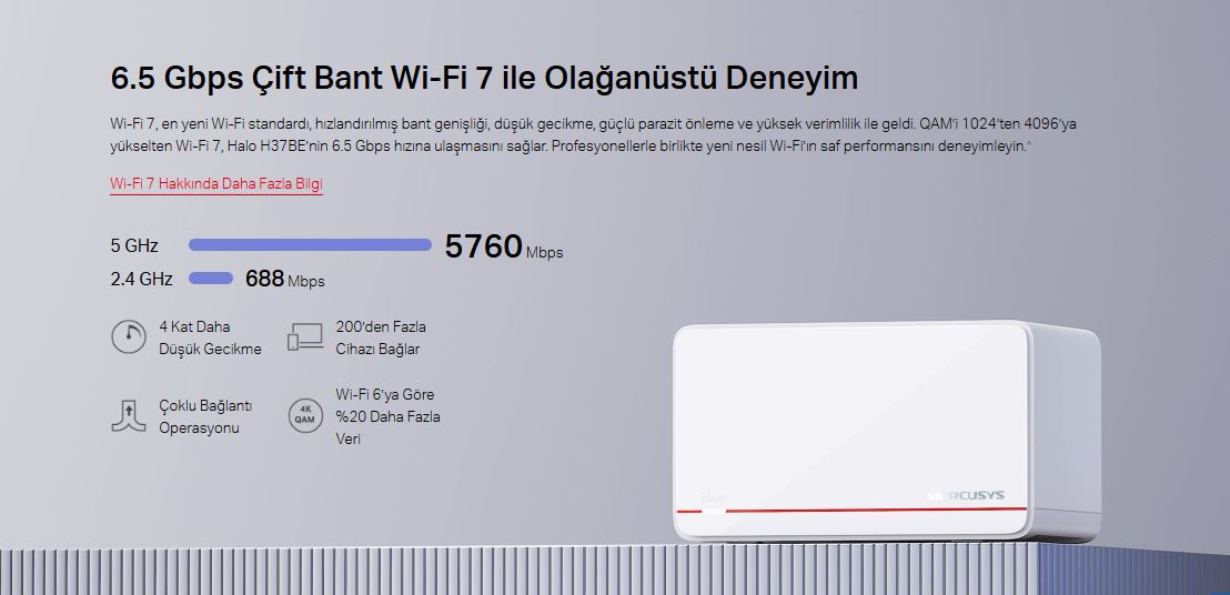 Mercusys Halo H37BE 6500 Mbps 2`li Router