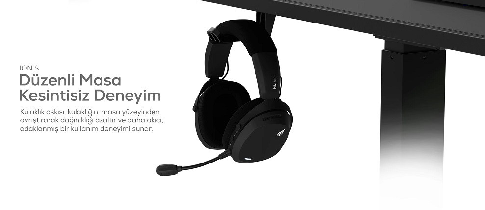 Hawk ION S Çift Motorlu Yükseklik Ayarlı RGB 140x70 Siyah Renk Çalışma ve Oyuncu Masası