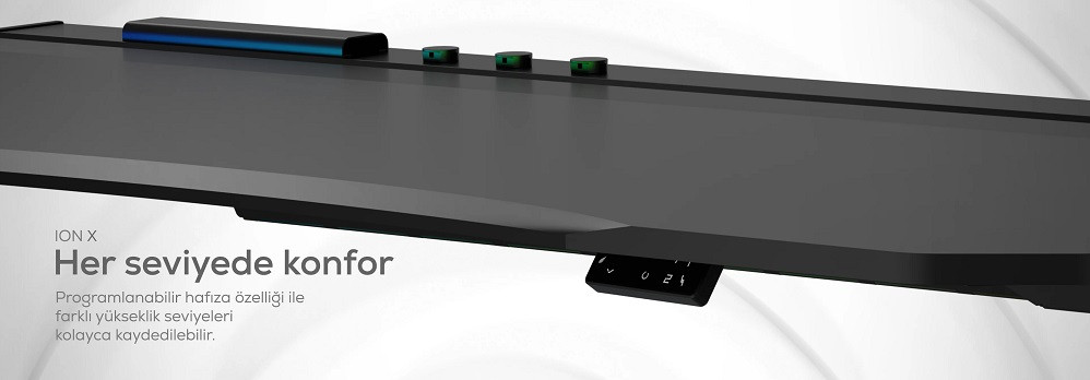 Hawk ION X Çift Motorlu Yükseklik Ayarlı RGB 160x80 Siyah Renk Çalışma ve Oyuncu Masası