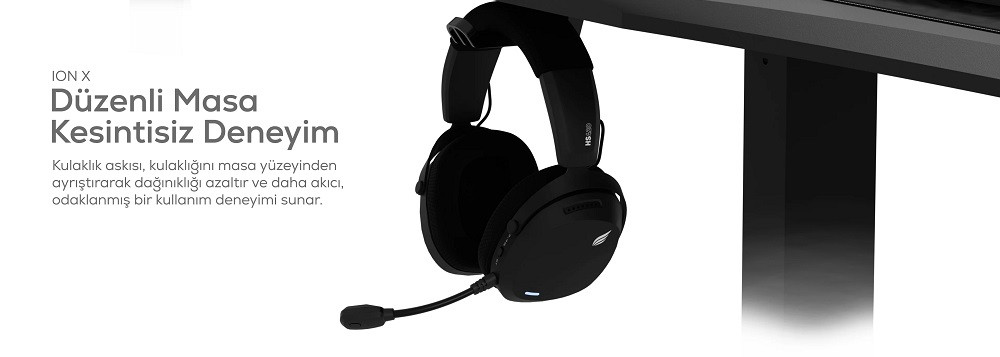 Hawk ION X Çift Motorlu Yükseklik Ayarlı RGB 160x80 Siyah Renk Çalışma ve Oyuncu Masası