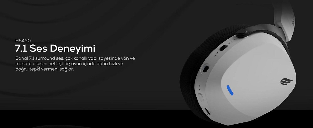 Hawk HS420 7.1 Surround Tri-Mode Kablosuz/Bluetooth Beyaz Oyuncu Kulaklığı