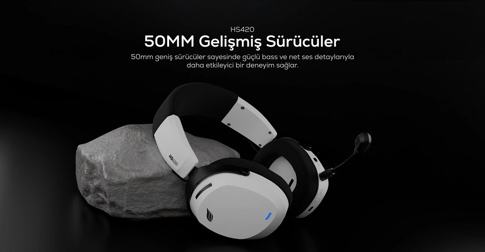 Hawk HS420 7.1 Surround Tri-Mode Kablosuz/Bluetooth Beyaz Oyuncu Kulaklığı