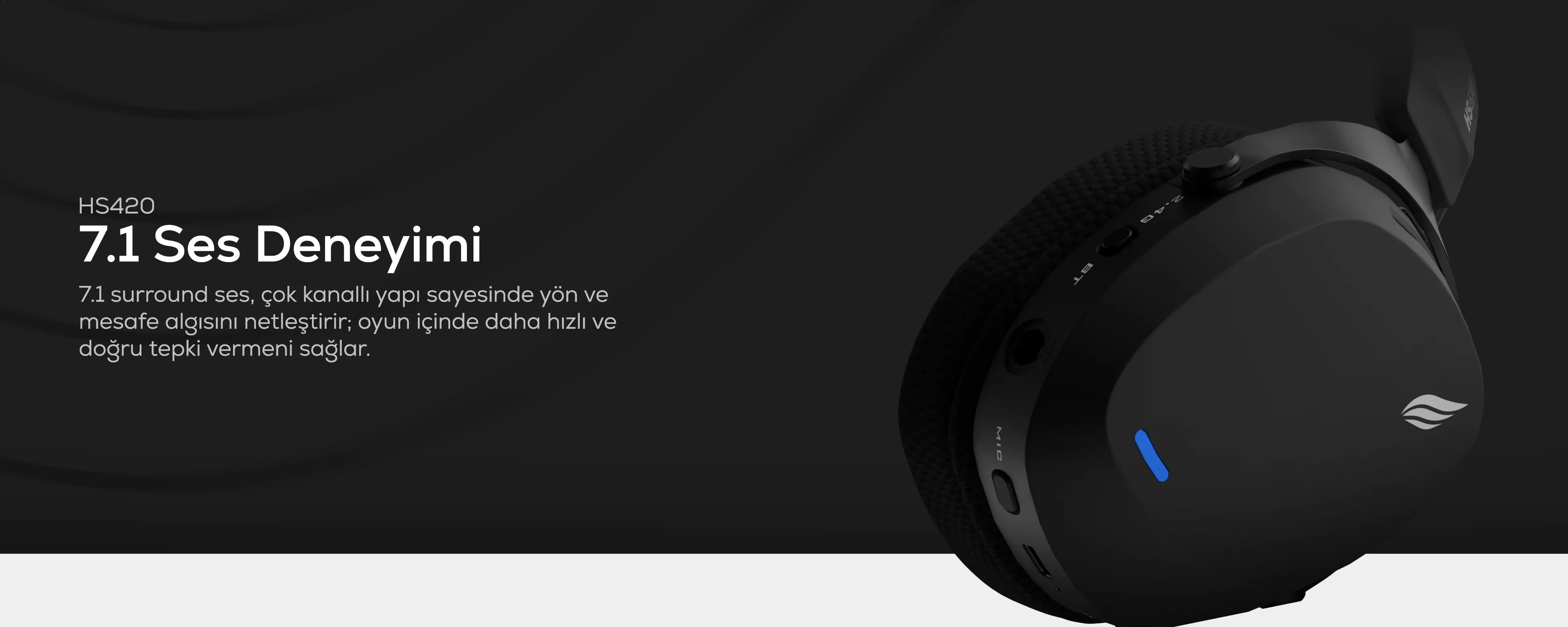 Hawk HS420 7.1 Surround Tri-Mode Kablosuz/Bluetooth Siyah Oyuncu Kulaklığı