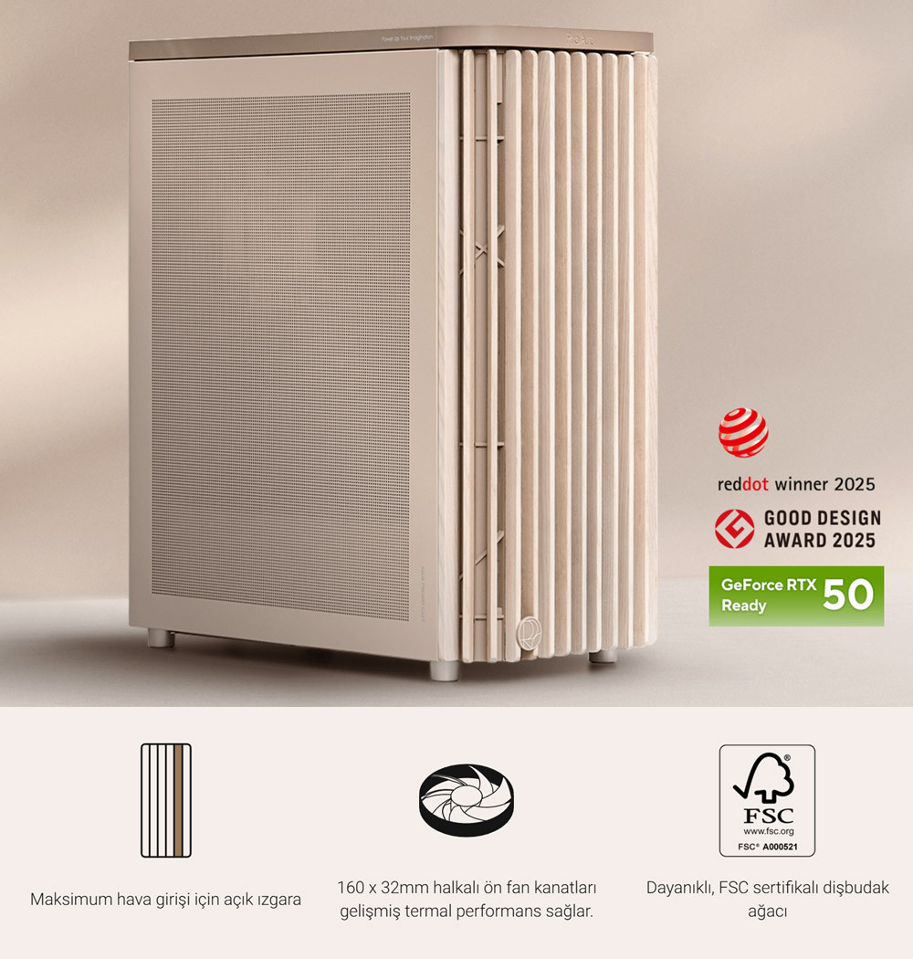 ASUS ProArt PA401 Wood Metal Edition Mesh Panel USB 3.2  ATX Mid-Tower Gaming (Oyuncu) Kasa Bej