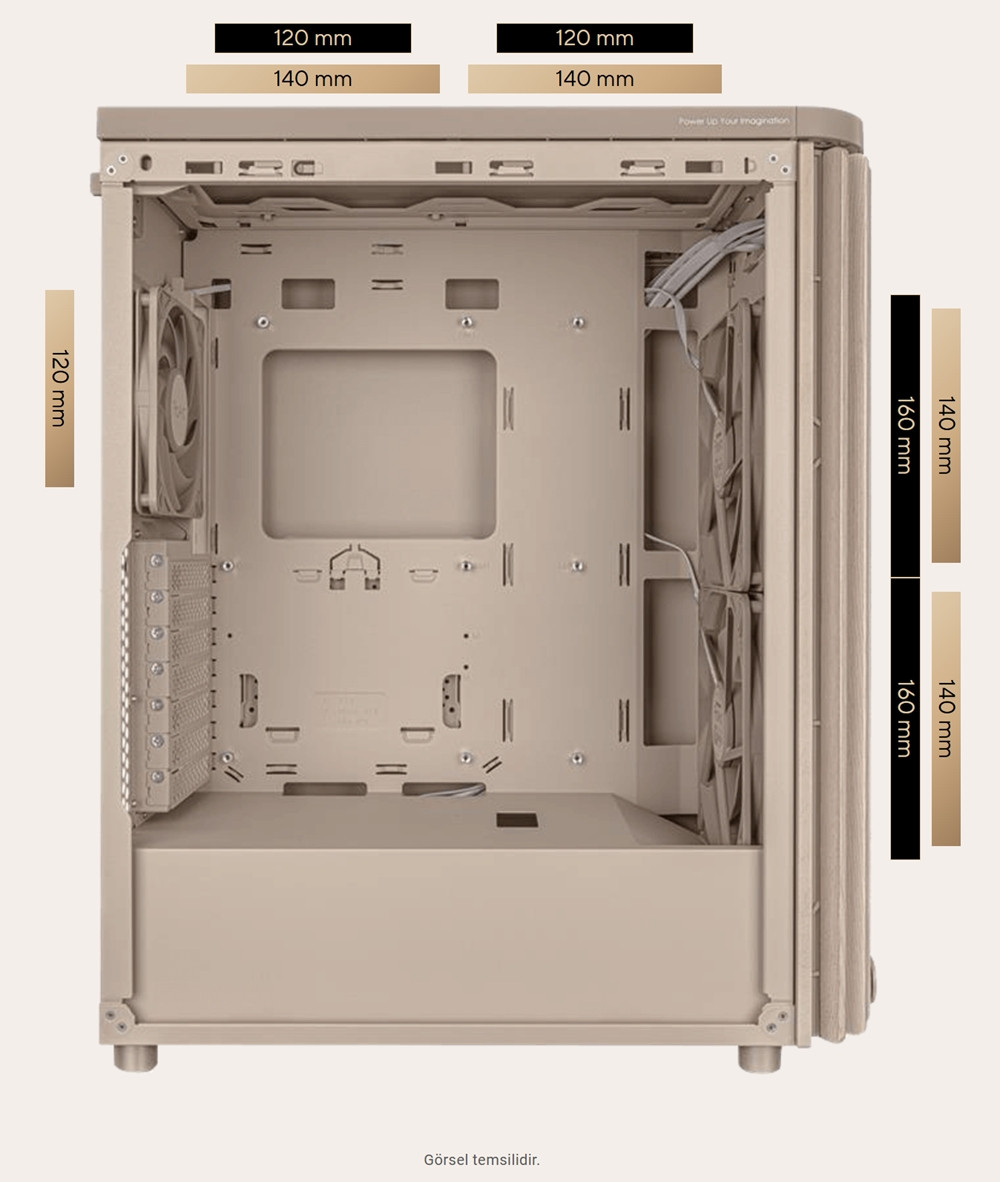 ASUS ProArt PA401 Wood Metal Edition Mesh Panel USB 3.2  ATX Mid-Tower Gaming (Oyuncu) Kasa Bej