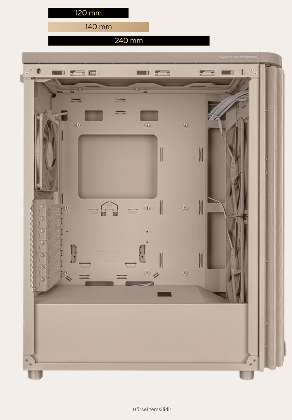 ASUS ProArt PA401 Wood Metal Edition Mesh Panel USB 3.2  ATX Mid-Tower Gaming (Oyuncu) Kasa Bej