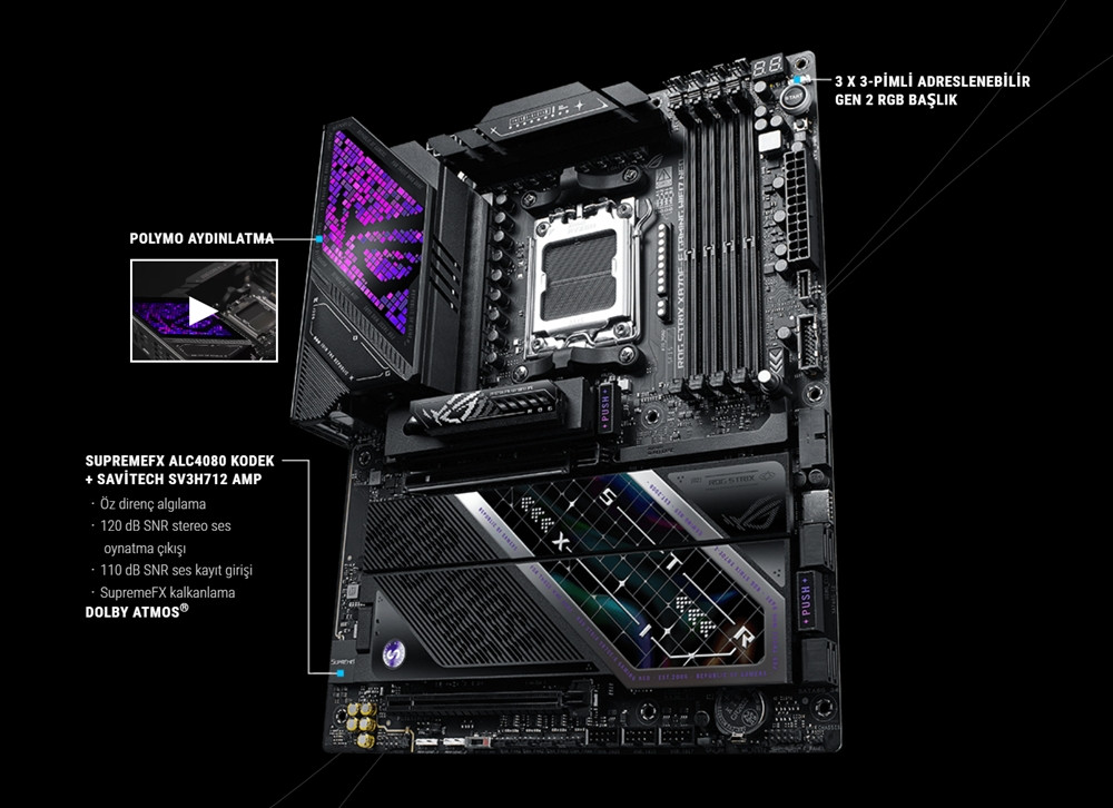 ASUS ROG STRIX X870E-E GAMING WIFI7 NEO AMD X870 AM5 DDR5 9000 HDMI Gaming (Oyuncu) Anakart