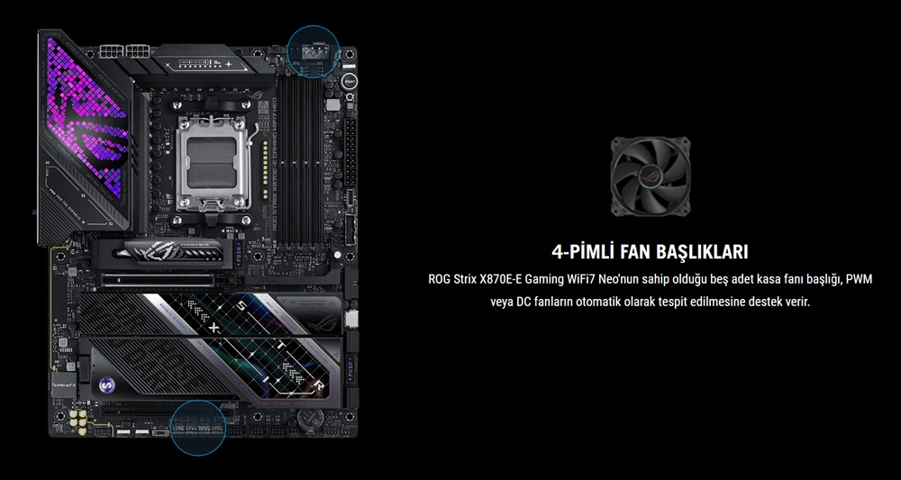 ASUS ROG STRIX X870E-E GAMING WIFI7 NEO AMD X870 AM5 DDR5 9000 HDMI Gaming (Oyuncu) Anakart