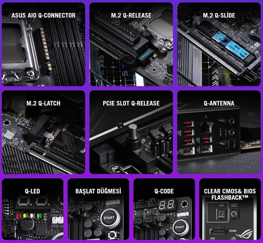 ASUS ROG STRIX X870E-E GAMING WIFI7 NEO AMD X870 AM5 DDR5 9000 HDMI Gaming (Oyuncu) Anakart