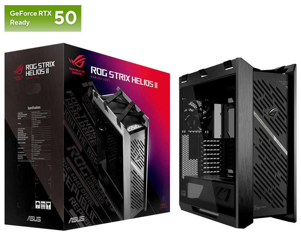 ASUS ROG STRIX HELIOS II GX601S 4x140mm Fan USB Type-C Temperli Cam Siyah E-ATX Mid-Tower Gaming Kasa