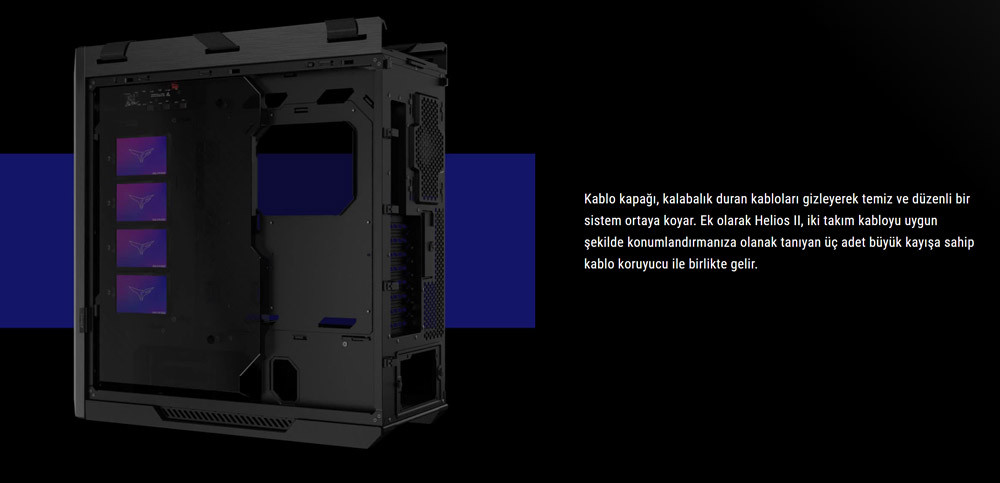 ASUS ROG STRIX HELIOS II GX601S 4x140mm Fan USB Type-C Temperli Cam Siyah E-ATX Mid-Tower Gaming Kasa