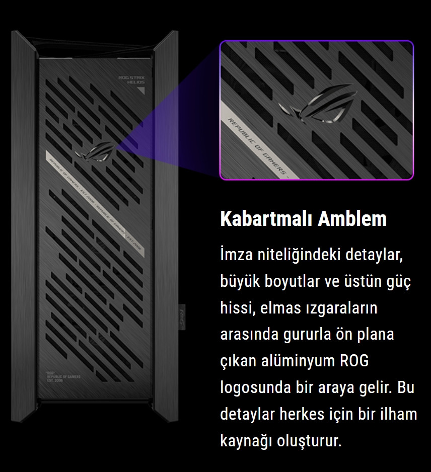 ASUS ROG STRIX HELIOS II GX601S 4x140mm Fan USB Type-C Temperli Cam Siyah E-ATX Mid-Tower Gaming Kasa