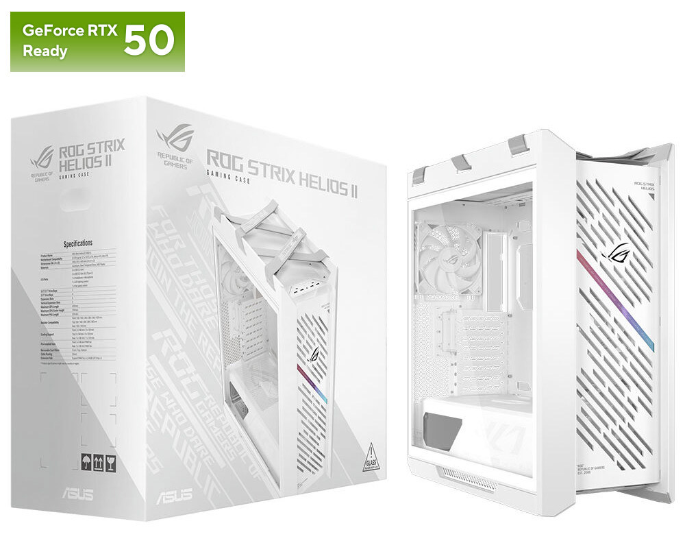 ASUS ROG STRIX HELIOS II GX601S 4x140mm Fan USB Type-C Temperli Cam Beyaz E-ATX Mid-Tower Gaming Kasa