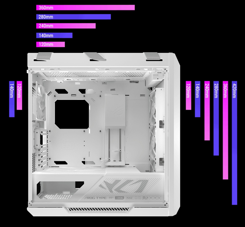 ASUS ROG STRIX HELIOS II GX601S 4x140mm Fan USB Type-C Temperli Cam Beyaz E-ATX Mid-Tower Gaming Kasa