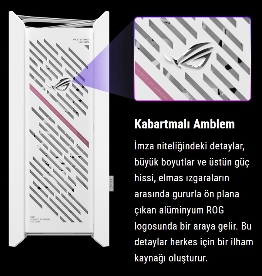 ASUS ROG STRIX HELIOS II GX601S 4x140mm Fan USB Type-C Temperli Cam Beyaz E-ATX Mid-Tower Gaming Kasa