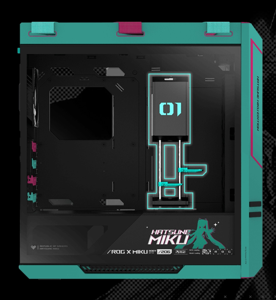 ASUS ROG STRIX HELIOS II GX601S HATSUNE MIKU 4x140mm Fan USB Type-C Temperli Cam RGB Siyah E-ATX Mid-Tower Gaming Kasa