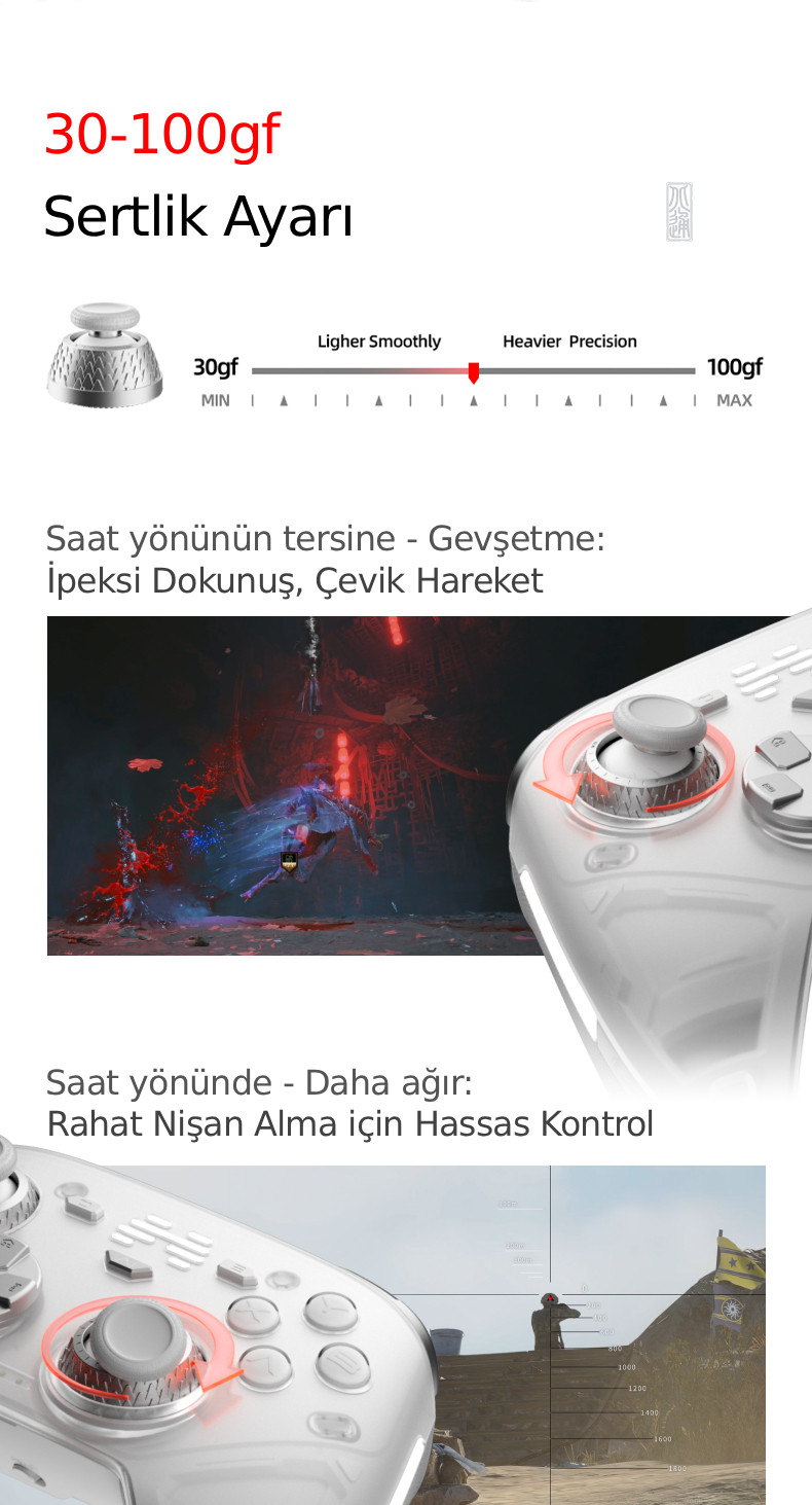 BEITONG KP70 Kablosuz Beyaz Gamepad (2.4G, Bluetooth, Kablolu)