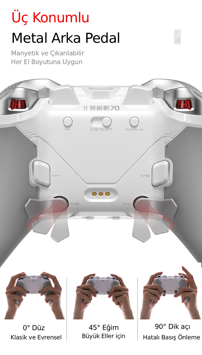 BEITONG KP70 Kablosuz Beyaz Gamepad (2.4G, Bluetooth, Kablolu)