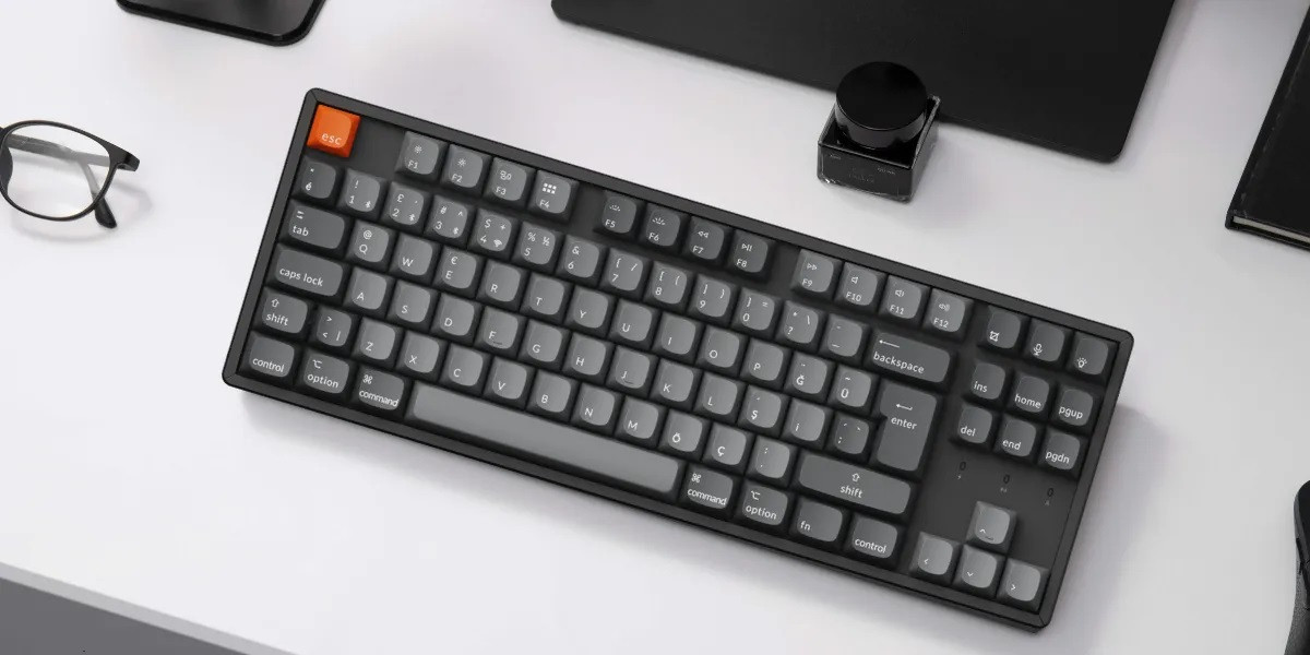 Keychron K8 Max %80 TKL  RGB Red Switch K8M-J1-TR Kablosuz Hotswap Türkçe Mekanik Karbon Siyah Gaming Klavye