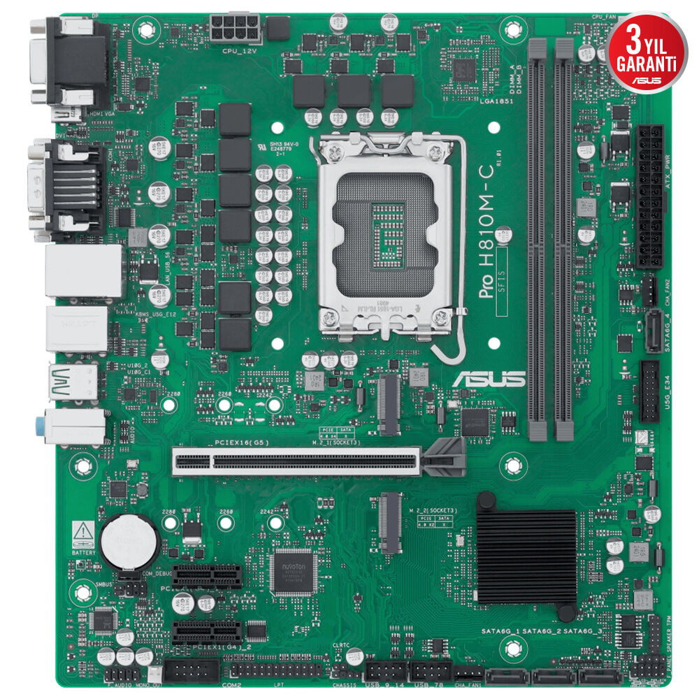 ASUS PRO H810M-C CSM Intel H810 Soket Intel DDR5 6400+(OC)MHz mATX Anakart