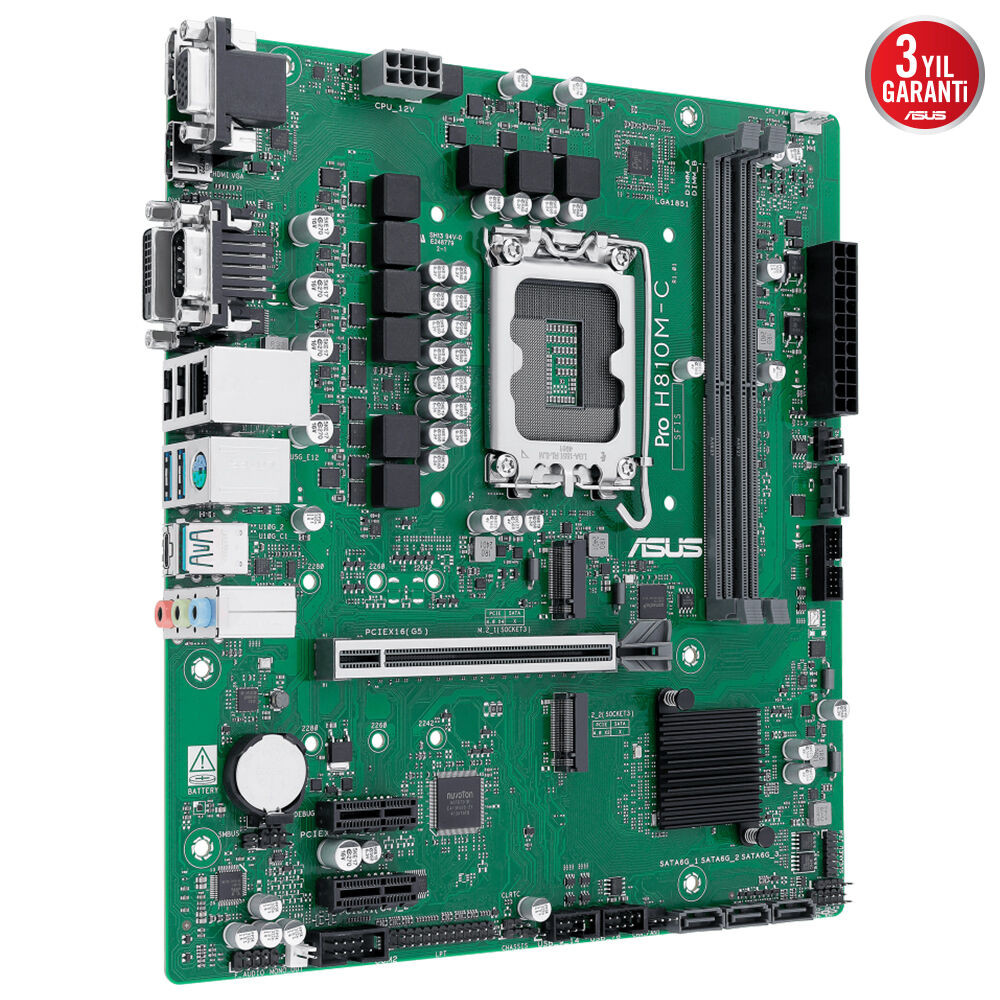 ASUS PRO H810M-C CSM Intel H810 Soket Intel DDR5 6400+(OC)MHz mATX Anakart