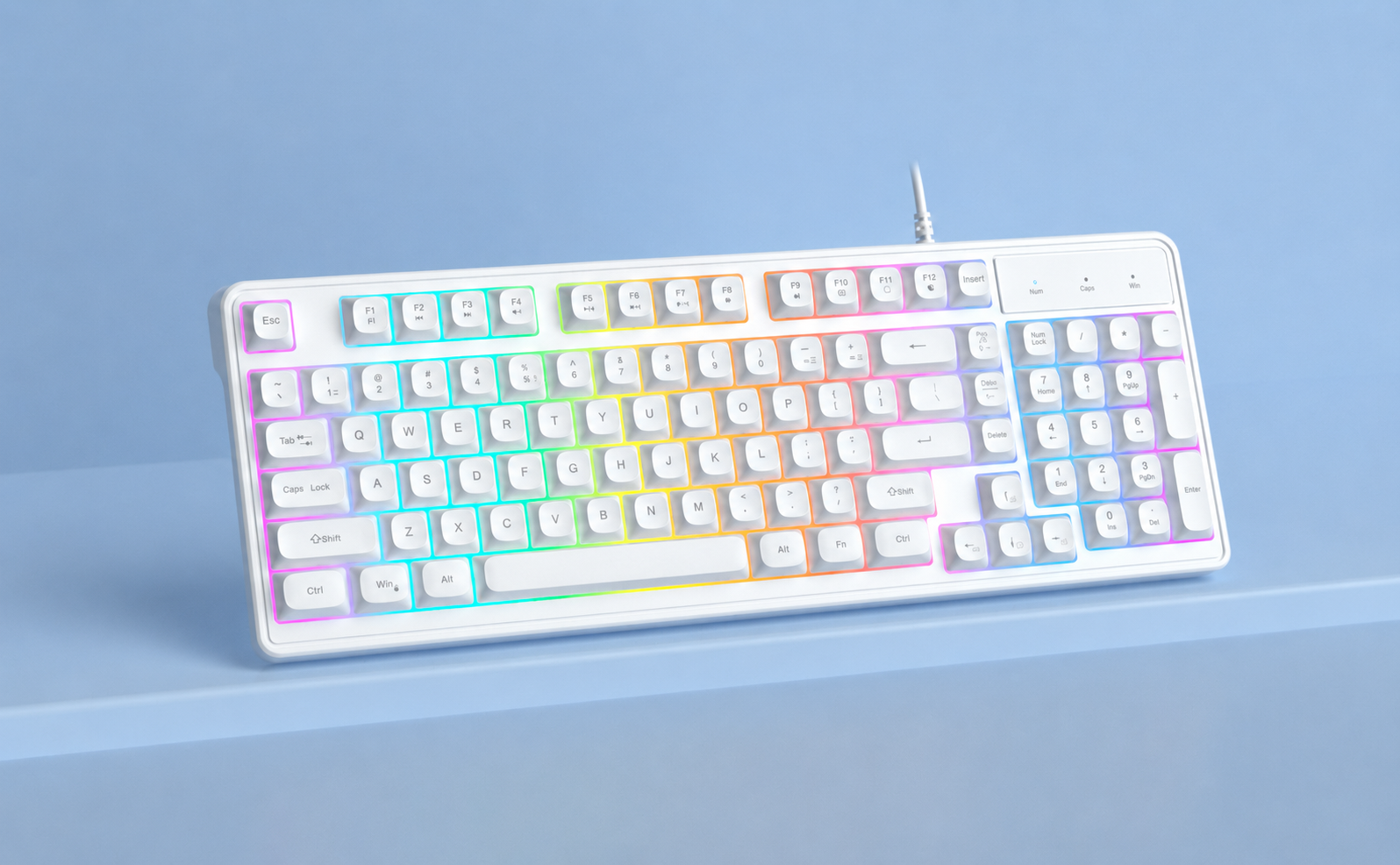 MageGee GK980 98 Tuş RGB Kablolu Membran Gaming Beyaz Klavye
