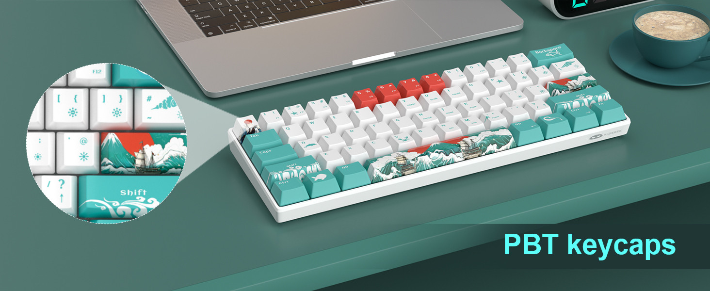 MageGee Star61 Waves %60 Hot-Swap Kablolu Mekanik Beyaz Gaming Klavye