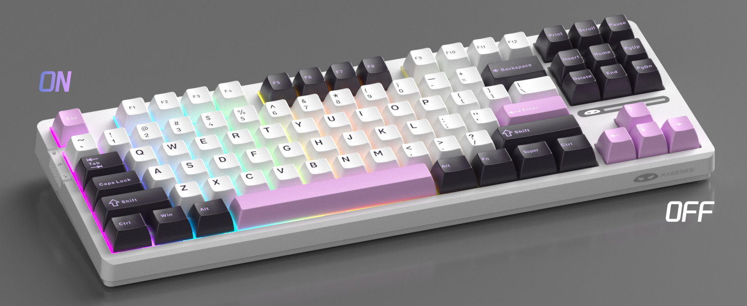 MageGee Light87 87 Tuş RGB Hot-Swap Kablolu Mekanik Beyaz Gaming Klavye