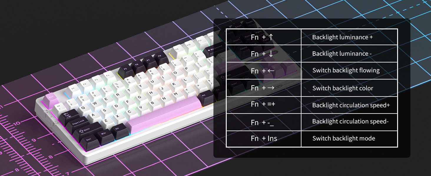 MageGee Light87 87 Tuş RGB Hot-Swap Kablolu Mekanik Beyaz Gaming Klavye
