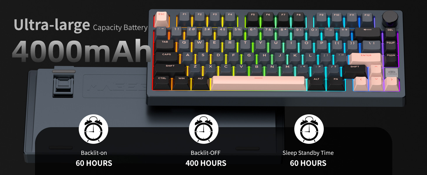 MageGee Light75 Tri-Mode RGB Hot-Swap Mekanik Siyah Gaming Klavye