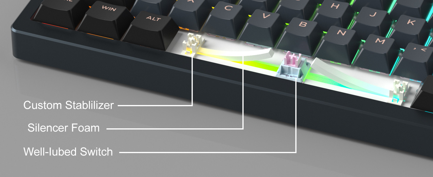 MageGee Light75 Tri-Mode RGB Hot-Swap Mekanik Siyah Gaming Klavye