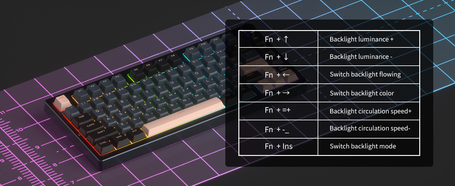 MageGee Light75 Tri-Mode RGB Hot-Swap Mekanik Siyah Gaming Klavye