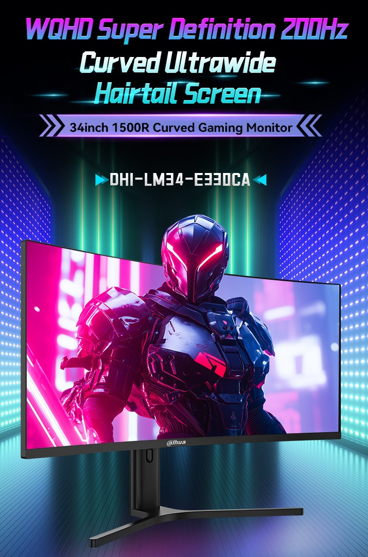 DAHUA LM34-E330CA 34″ 200Hz 1ms HDMI DP Adaptive Sync HDR10 WQHD VA Curved 1500R Gaming Monitör