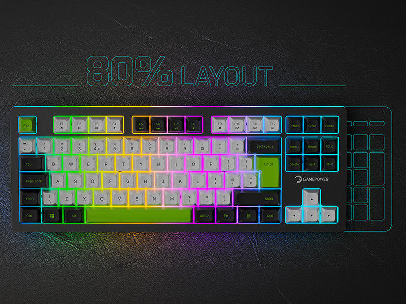 GamePower Nama RGB Mekanik Kablolu, 2.4Ghz, Bluetooth 3 Mod Aliminyum Gaming Klavye