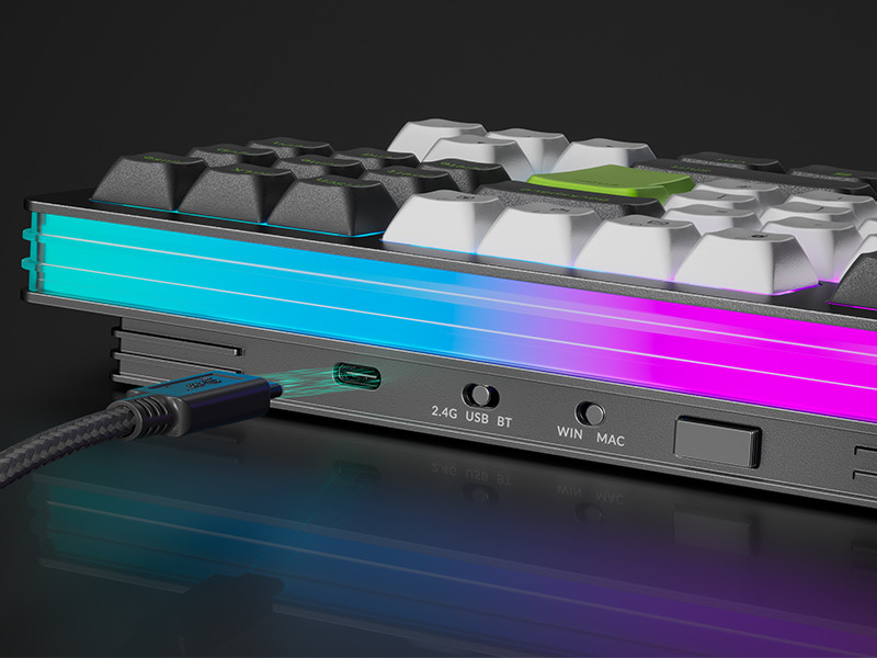 GamePower Nama RGB Mekanik Kablolu, 2.4Ghz, Bluetooth 3 Mod Aliminyum Gaming Klavye
