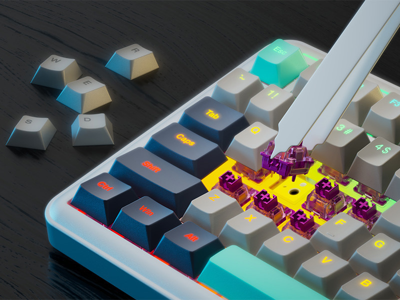 GamePower Zoom RGB Kablolu Mekanik Beyaz Gaming Klavye
