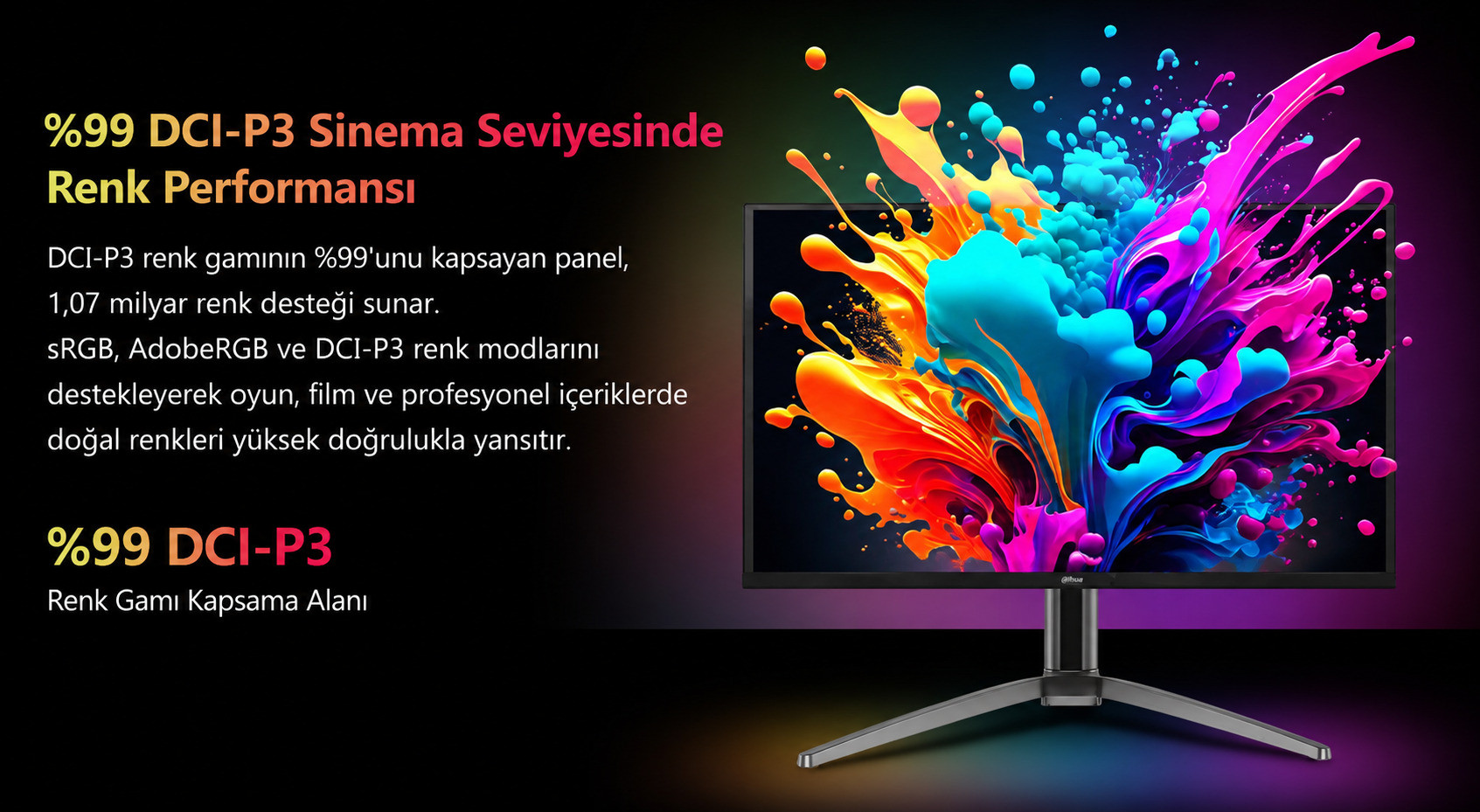 DAHUA LM27-GO34A 27″ 240Hz 0.03ms 2K QD-OLED HDR400 QHD Gaming (Oyuncu) Monitör