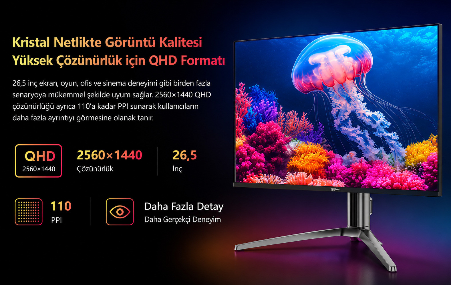 DAHUA LM27-GO34A 27″ 240Hz 0.03ms 2K QD-OLED HDR400 QHD Gaming (Oyuncu) Monitör