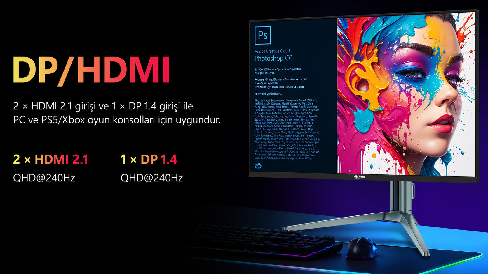 DAHUA LM27-GO34A 27″ 240Hz 0.03ms 2K QD-OLED HDR400 QHD Gaming (Oyuncu) Monitör