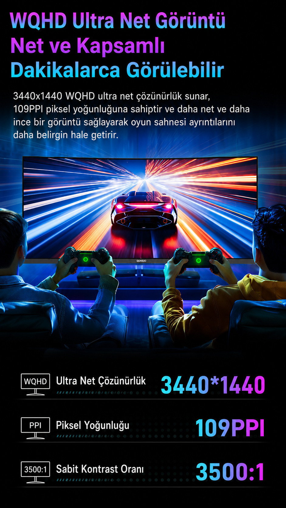 DAHUA LM34-E330CA 34″ 200Hz 1ms HDMI DP Adaptive Sync HDR10 WQHD VA Curved 1500R Gaming Monitör